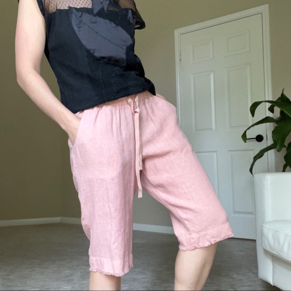 𝅺NWOT Cloth & Stone Blush Pink Linen Long Shorts - Picture 15 of 15